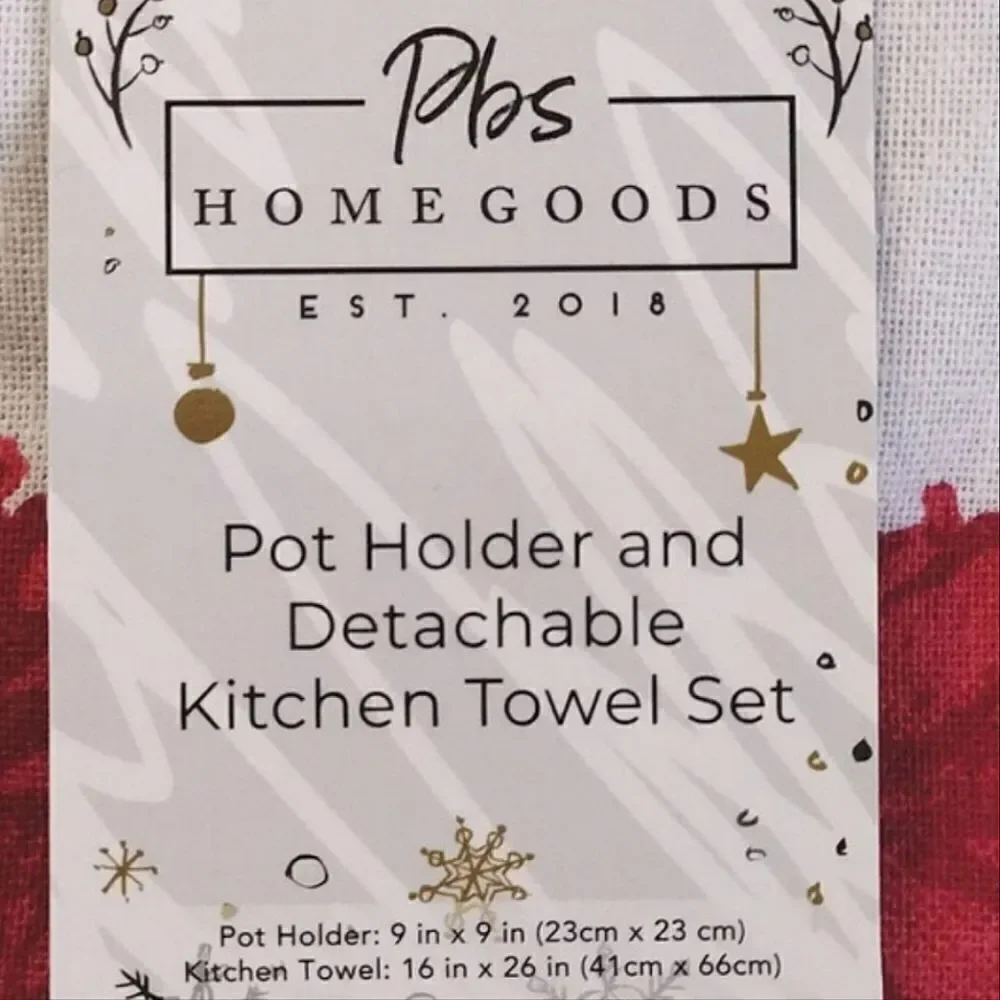 Pbs Home Goods Red Christmas Penguin Pot Holder Detachable Towel Set NWT